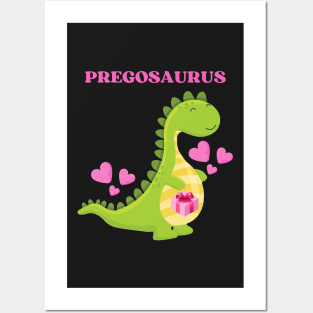 Pregosaurus - Preggosaurus cute pregnancy dinosaur mamasaurus for a mom to be Posters and Art